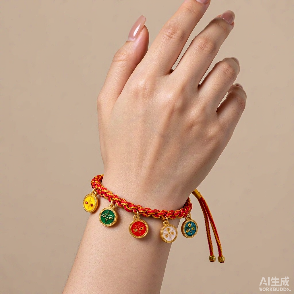 Colorful Braided Cord Bracelet with Round Charms