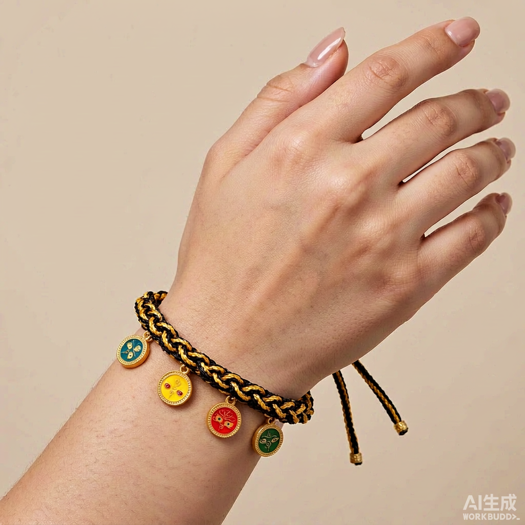 Colorful Braided Cord Bracelet with Round Charms