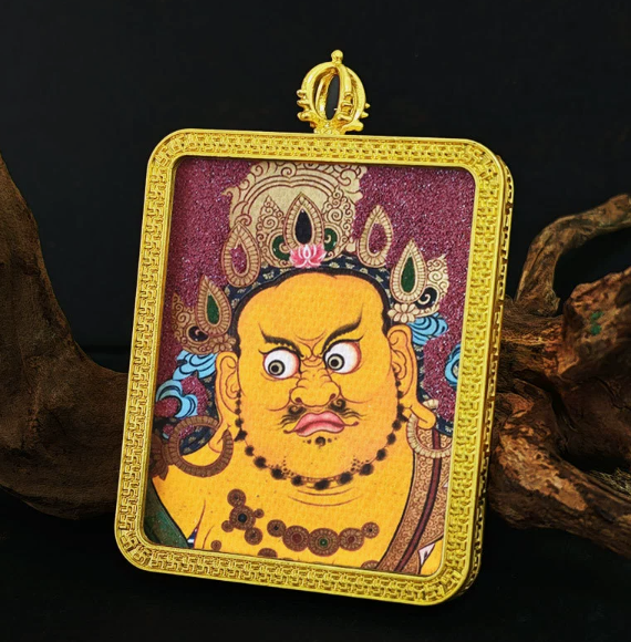 Yellow Jambhala Wealth God Gold Amulet Pendant
