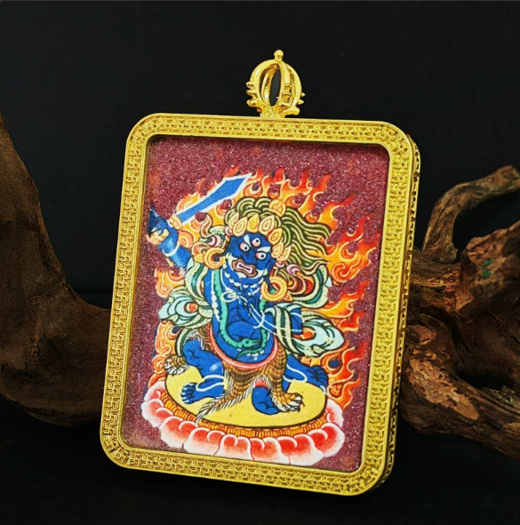 Wrathful Acala Guardian Gold Amulet Pendant